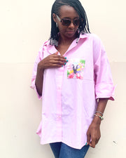 Oversized Shirt in Pink with Proud Tembo Pocket