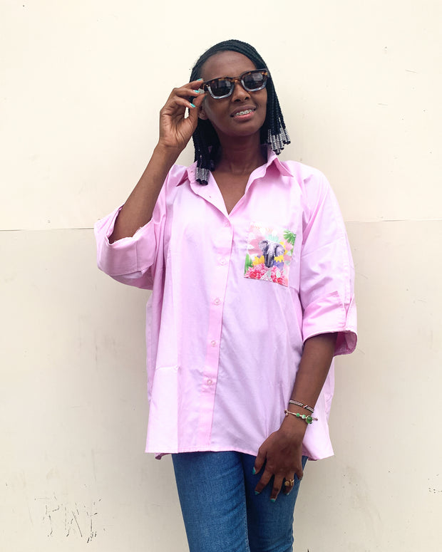 Oversized Shirt in Pink with Proud Tembo Pocket