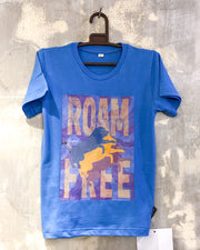 Kids Blue T with Roam Free Print