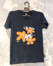 Kids Black T with Floral Cheetah Print