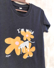 Kids Black T with Floral Cheetah Print