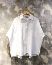 Oversized Shirt in White with White Flamingo Print