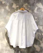 Oversized Shirt in White with White Flamingo Print