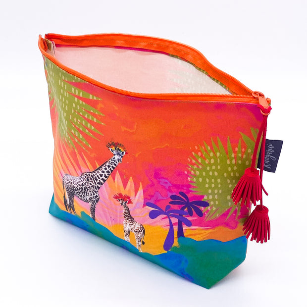 Rainbow Giraffe Pouch - Large size with Tassel