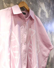 Oversized Shirt in Pink with White Fish Print