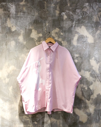 Oversized Shirt in Pink with White Gorilla Print
