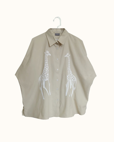 Oversized Shirt in Beige with Giraffe Print