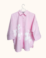 Oversized Shirt in Pink with Double Flower Print