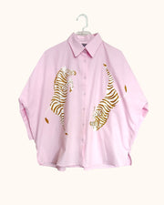 Oversized Shirt in Pink with Zebra Print