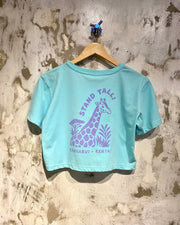 Crop Top T - Shirt Light Blue With giraffe print.