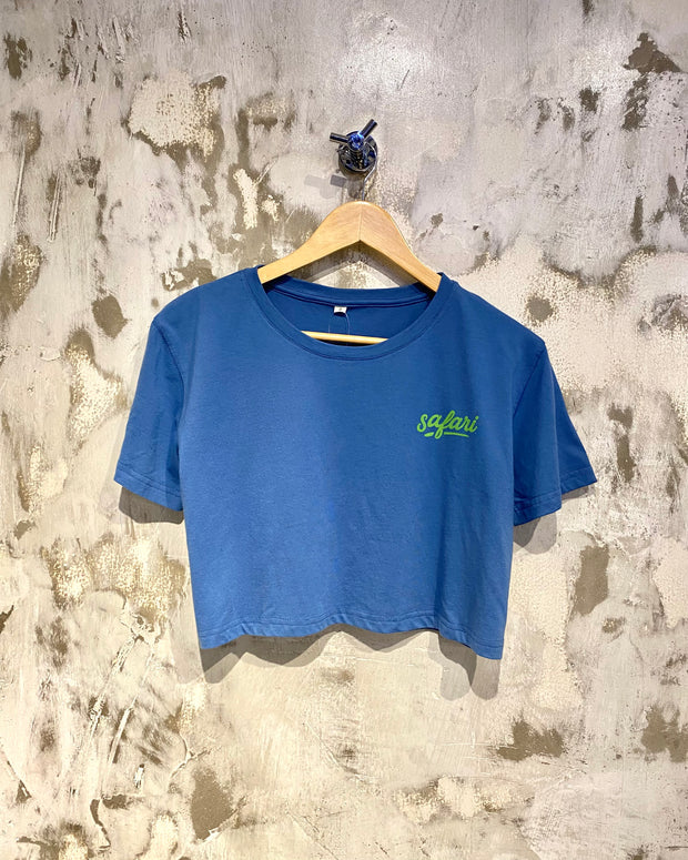 Crop Top T - Shirt Blue safari print