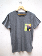 Unisex Grey T with Tropical Gorilla Pocket