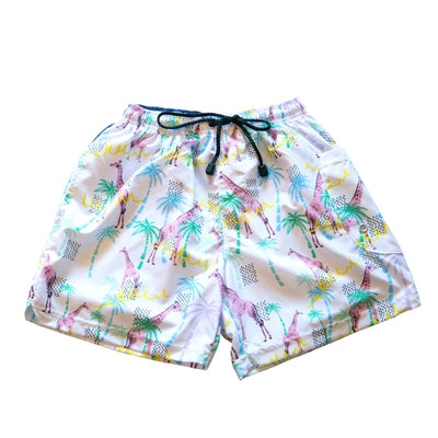 Kids unisex shorts with Summertime Giraffe print
